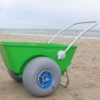 A heavy duty two wheeled cart designed to go on the beach